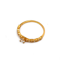 Real Gold Elegant Round Line Stones Cube Ring 0314 (Size 7.5) R2764