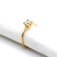 Real Gold Minimal Stone Ring 0022 (Size 6.5) R2781