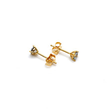 Real Gold V Base Stone Stud Earrings Set - Model 0109 E1963