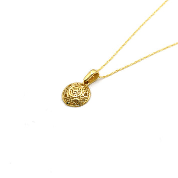 Real Gold One Side Round Net Heart Necklace - Model 0335 CWP 1957