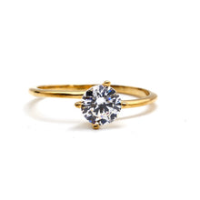 خاتم حجري فردي أنيق من الذهب الحقيقي 0016 (مقاس 5) R2722