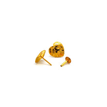 Real Gold Leaf Heart Studs with Long Screw Tops Perfect for Ear and Nose Piercings E1891