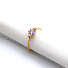Real Gold Purple Oval Stone Ring 0437 (Size 5.5) R2734