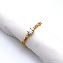 Real Gold Elegant Round Line Stones Cube Ring 0314 (Size 7.5) R2764