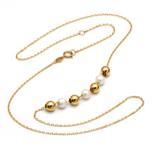 Real Gold 3 Pearl with 4 Beads Adjustable Size Necklace (45 cm) 2501 N1510