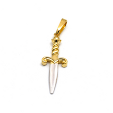 Real Gold 2 Color Dagger Knife Charm Blade Pendant 1392 P 1901