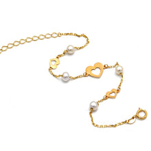 Real Gold 4 Pearl with 3 Heart Bracelet 2222 (19 C.M) BR1849