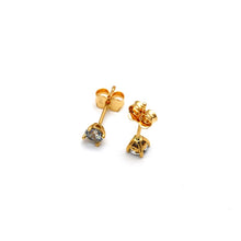 Real Gold V Base Stone Stud Earrings Set - Model 0109 E1963
