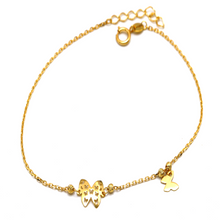 Real Gold Butterfly With Beads Adjustable Size Bracelet 7092 BR1628