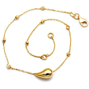 Real Gold 1 Teardrop with Textured Roller Adjustable Size Anklet (23+2 = 25 C.M) 1676 A1355