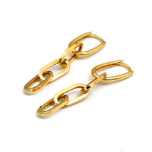 Real Gold Thick Paper Clip Thick Hanging Earring Set 1809 E1835