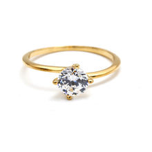 خاتم حجري فردي أنيق من الذهب الحقيقي 0016 (مقاس 5) R2722