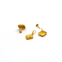 Real Gold Studs with Long Screw Tops Earring Set With Pendant SET1086