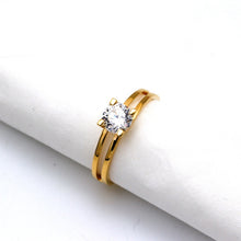 خاتم سوليتير مزدوج الخط من الذهب الحقيقي 0273 (مقاس 5) R2750