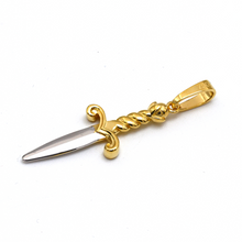 Real Gold 2 Color Dagger Knife Charm Blade Pendant With Holo Rolo Chain Necklace 1392 CWP 1902