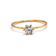 Real Gold Classic Round Stone Ring 0044 (Size 5) R2770