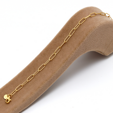 Real Gold Sleek Paper Clip With Dangler Charm Bracelet 1955 BR1591