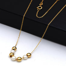 Real Gold 3 Pearl with 4 Beads Adjustable Size Necklace (45 cm) 2501 N1510