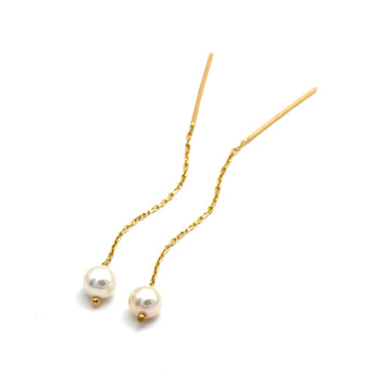 Real Gold Pearl Hanging Earrings Set - Model 2492 E1956