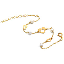 Real Gold 4 Pearl with 3 Heart Bracelet 2222 (19 C.M) BR1849