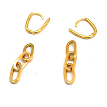 Real Gold Thick Paper Clip Thick Hanging Earring Set 1809 E1835