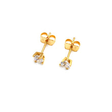 Real Gold Flat Base Stone Stud Earrings Set - Model 0039 E1964