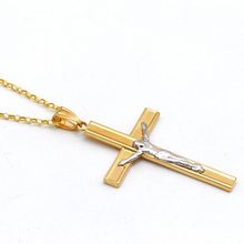 Real Gold 2 Color Jesus Flat Big Cross With Holo Rolo Chain 1235 CWP 1922