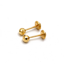 Real Gold Bee Comb Round Ball 4 MM Screw Earring Set 0004 K1237