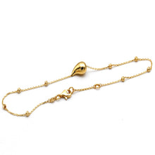 Real Gold Teardrop with Textured Roller Adjustable Size Anklet (23+2 = 25 C.M) 1676 A1355