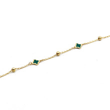 Real Gold 4 Green Clover Stone with Balls Bracelet - Model GZJVN8280 BR1764