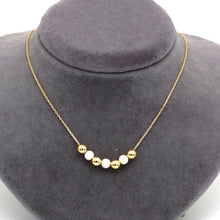 Real Gold 3 Pearl with 4 Beads Adjustable Size Necklace (45 cm) 2501 N1510