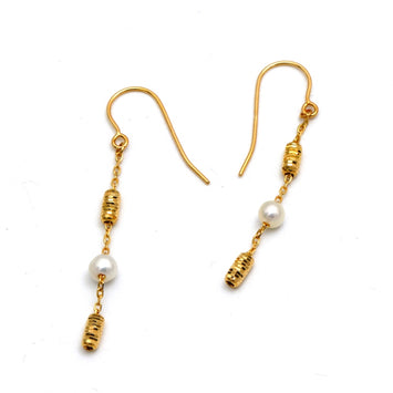 Real Gold Pearl Dangling with Balls Clip Earrings Set - Model 2229 E1957