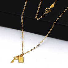 Real Gold Key Lock Love Dangler Necklace 0003 (45 C.M) N1370