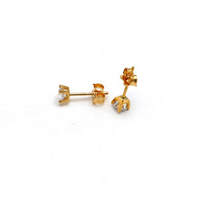Real Gold Flat Base Stone Stud Earrings Set - Model 0039 E1964