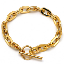 Real Gold Wide Link Bold Cable Chunky Chain With Round Dangler Lock 8 MM Thick Bracelet 2804 (19 C.M) BR1619