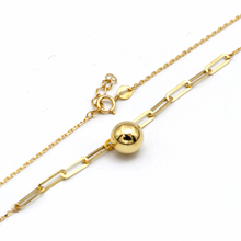 Real Gold 8 MM Ball Half Paper Clip Chain Adjustable Size Necklace 7790 N1394