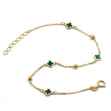 Real Gold 4 Green Clover Stone with Balls Bracelet - Model GZJVN8280 BR1764