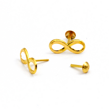 Real Gold Infinity Studs with Long Screw Tops Perfect for Ear and Nose Piercings E1896