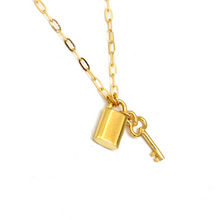 Real Gold Key Lock Love Dangler Necklace 0003 (45 C.M) N1370