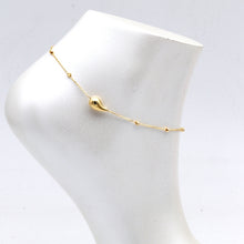 Real Gold Teardrop with Textured Roller Adjustable Size Anklet (23+2 = 25 C.M) 1676 A1355
