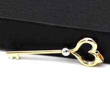 Real Gold 2 Color Heart Key Pendant 1372-YW P 2031