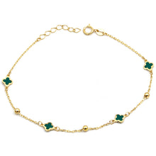 Real Gold 4 Green Clover Stone with Balls Bracelet - Model GZJVN8280 BR1764