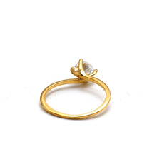 خاتم حجري فردي أنيق من الذهب الحقيقي 0016 (مقاس 5) R2722