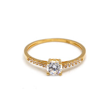 خاتم حجر سوليتير فاخر من الذهب الحقيقي 0228 (مقاس 8) R2735