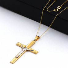 Real Gold 2 Color Jesus Flat Big Cross Necklace 1235 CWP 1922