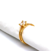 خاتم سوليتير مزدوج الخط من الذهب الحقيقي 0273 (مقاس 5) R2750