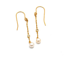 Real Gold Pearl Dangling with Stone Clip Earrings Set - Model 2225 E1958