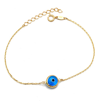 Real Gold Single Centered Evil Eye Bracelet 2494 (19 C.M) BR1855
