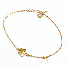 Real Gold 2 Stars With Beads Adjustable Size Bracelet 7094 BR1634