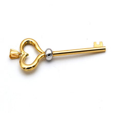 Real Gold 2 Color Heart Key Pendant 1372-YW P 2031